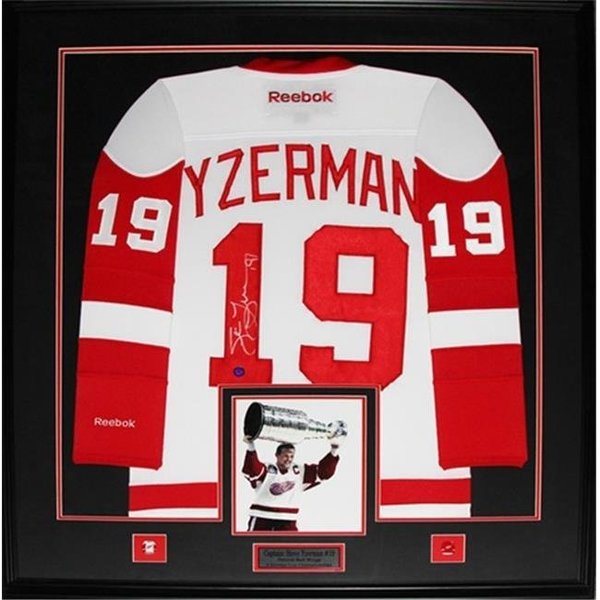 Midway Memorabilia Midway Memorabilia Steve Yzerman Detroit Red Wings Signed White Jersey Frame yzerman_jersey_white_frame